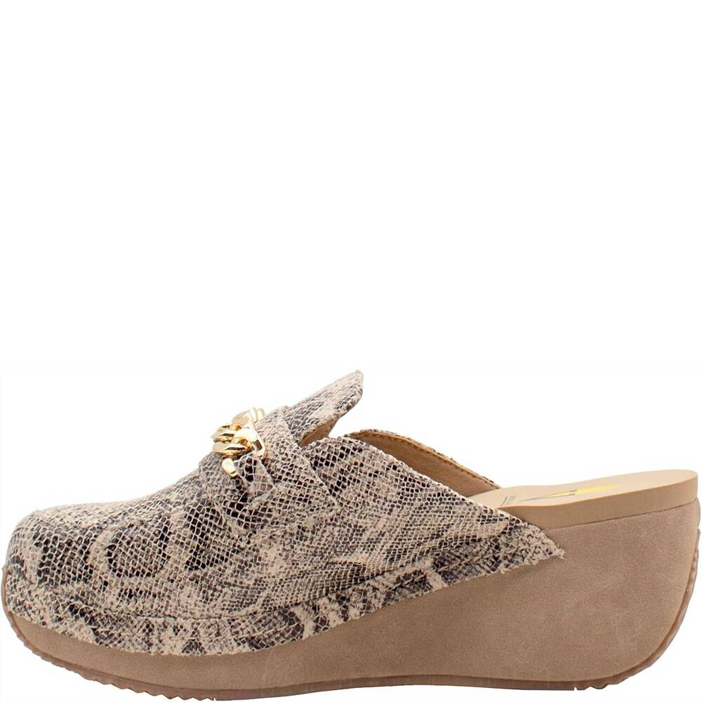 NEW VOLATILE women's brighton mule loafer in natural snake